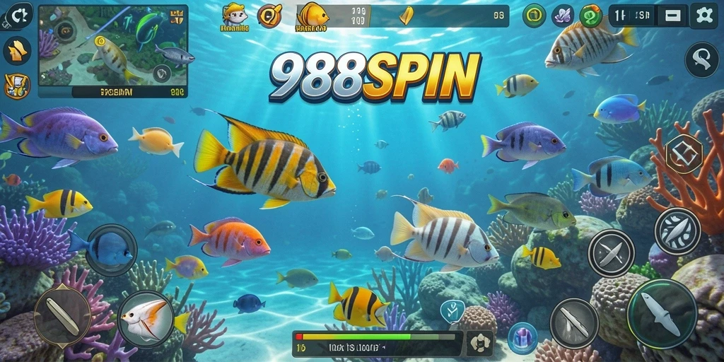 Tampilan gameplay Tembak Ikan yang seru dan penuh warna.