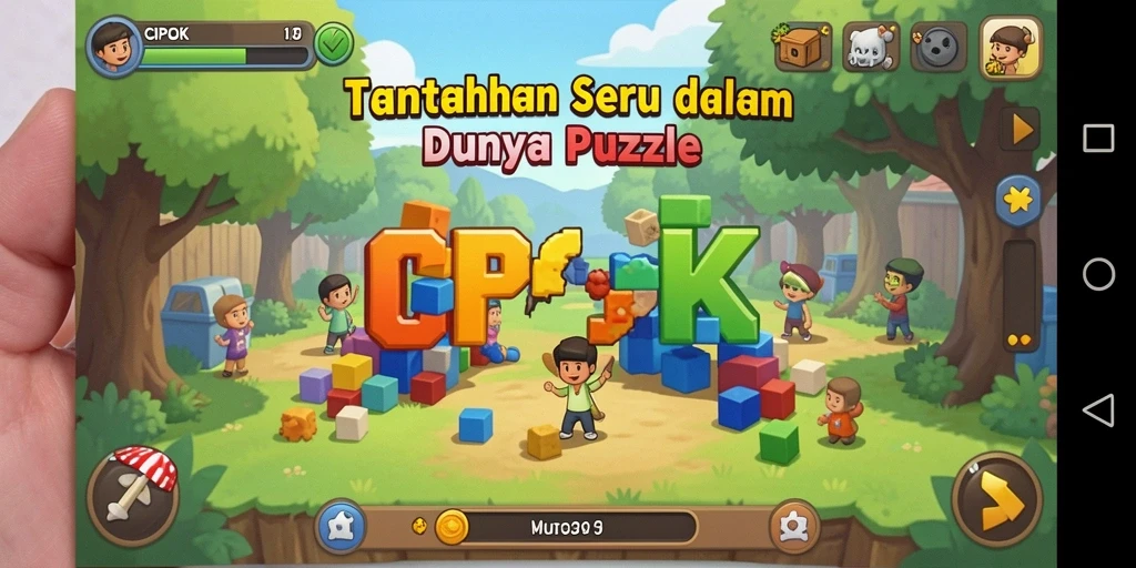 Tampilan gameplay seru dan menarik dari CIPOK yang menyajikan tantangan Puzzle.