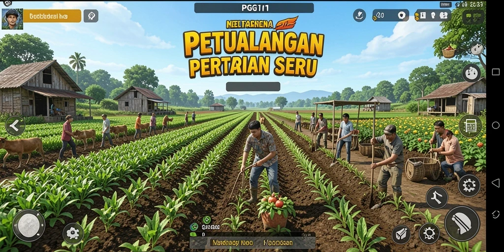 Screenshot PG11 menunjukkan gameplay seru bertani dan merawat hewan.